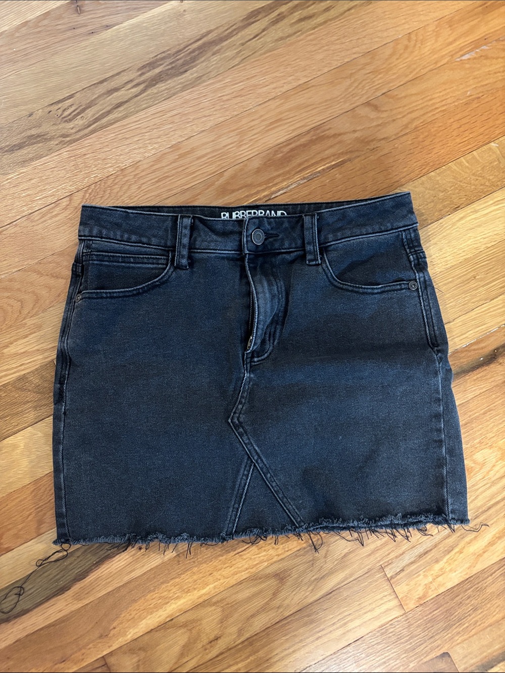 Freedom Black Distressed Denim Mini Skirt